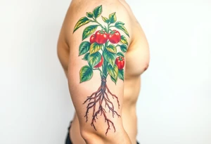 Pepper plant with roots tattoo idea