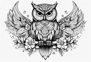 Owl flowers butterflies 
Stars tattoo idea