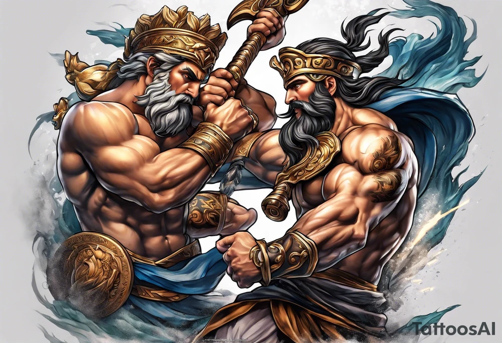 Backout tattoo of greek gods fighting tattoo idea