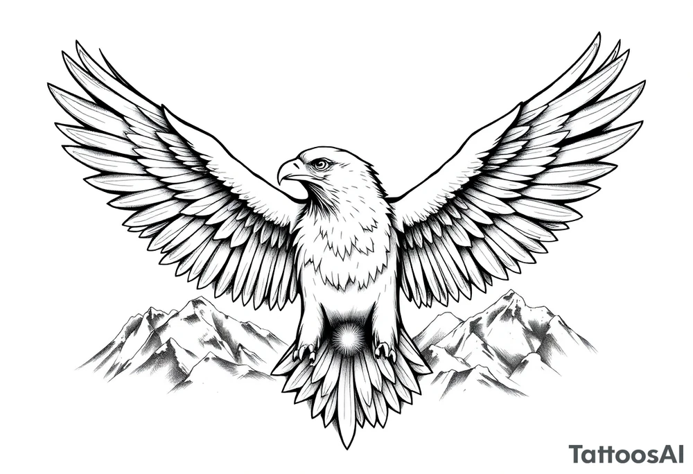 majestic eagle spreading wings against mountain peaks tattoo idea majestic eagle spreading wings against mountain peaks tattoo idea