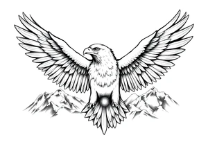 majestic eagle spreading wings against mountain peaks tattoo idea