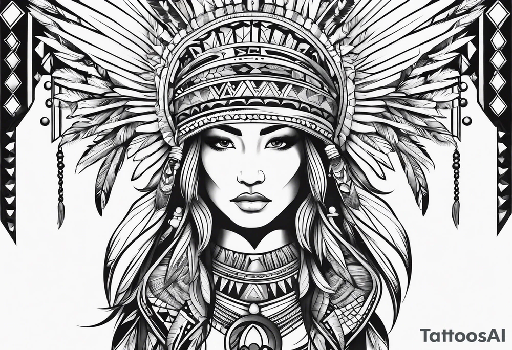 Arm band Comanche native symbols with Aquarius theme tattoo idea