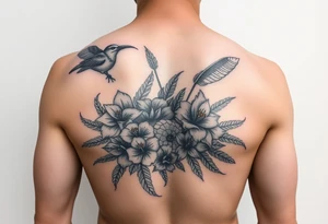Exotic birds, Exotic flowers, Coy fish, a symbol of strength, a symbol of redemption, & with feathers tattoo idea