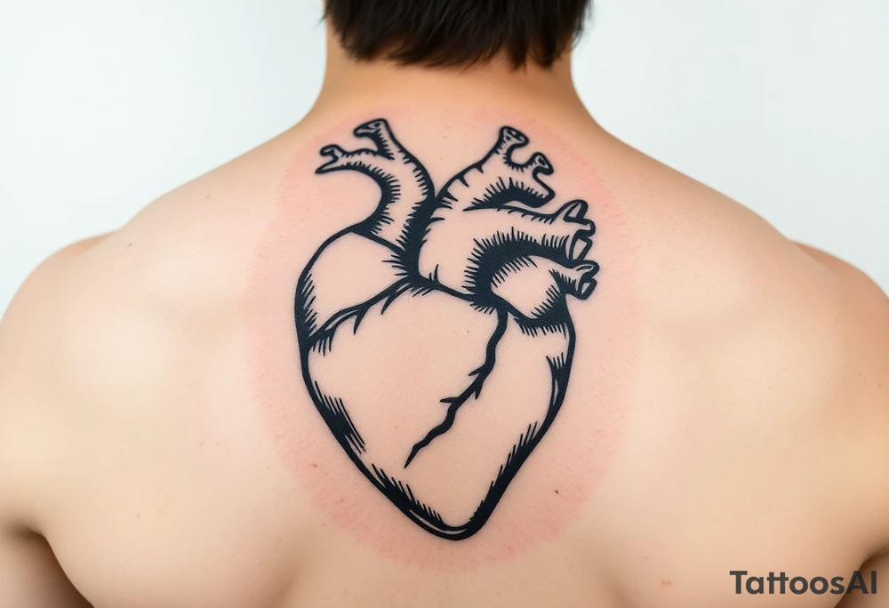 woodcut realistic heart tattoo tattoo idea