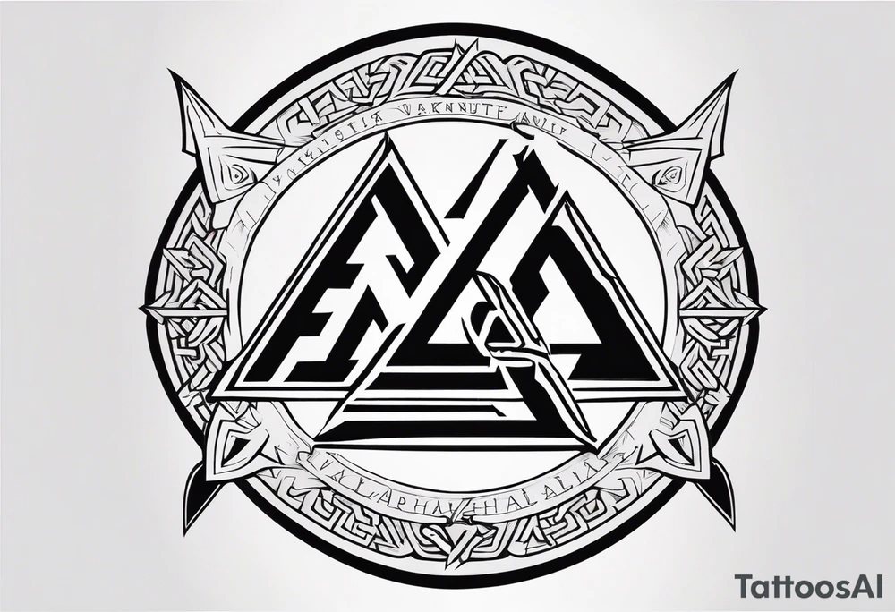 Valhalla sword shield axe Valknut victory tattoo idea