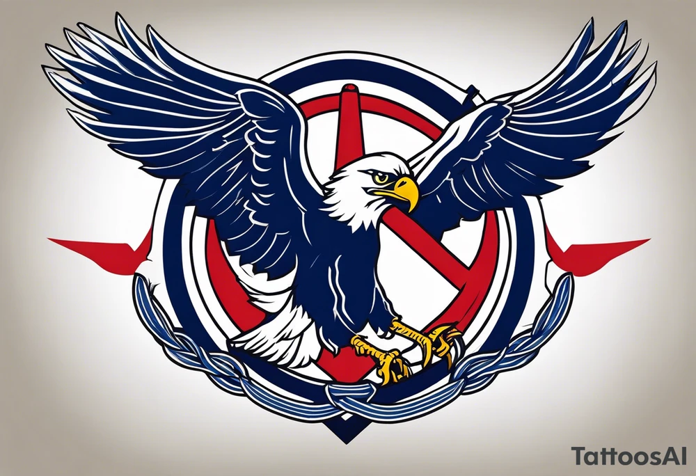 American eagle flying holding navy anchor in talons tattoo idea