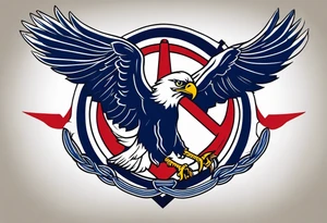 American eagle flying holding navy anchor in talons tattoo idea
