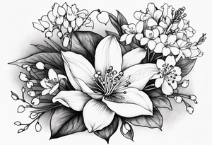 Larkspur, Lily of the valley, water, lily, Hawthorne, flower, carnation, snowdrop flower half sleeve tattoo idea