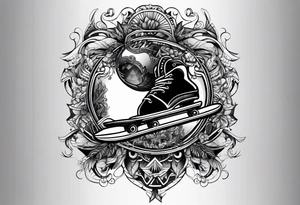 Black skateboarder tattoo idea
