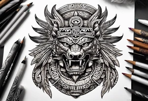 aztec feathered serpent full body tattoo idea