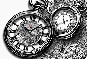 pocket watch with the saying "Time waits for no one..." tattoo idea