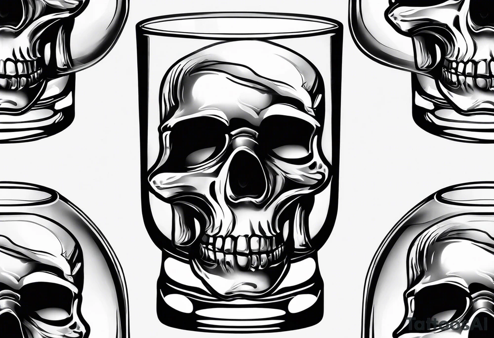 Whiskey glass with skull icecube tattoo idea