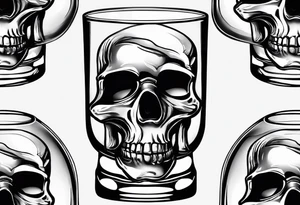 Whiskey glass with skull icecube tattoo idea