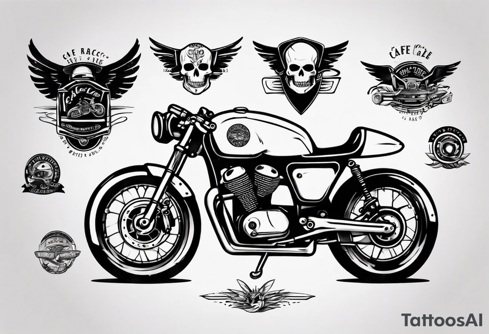 Cafe racer style motorcycle tattoo idea