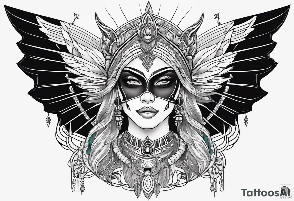 kali, alien goddess, valkrye, pirate, zenza, lotus, wing, pachamama, skull, black panthe tattoo idea
