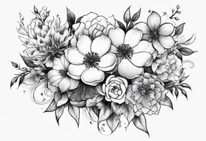 Majestic bouquet of japanese death flowers tattoo idea