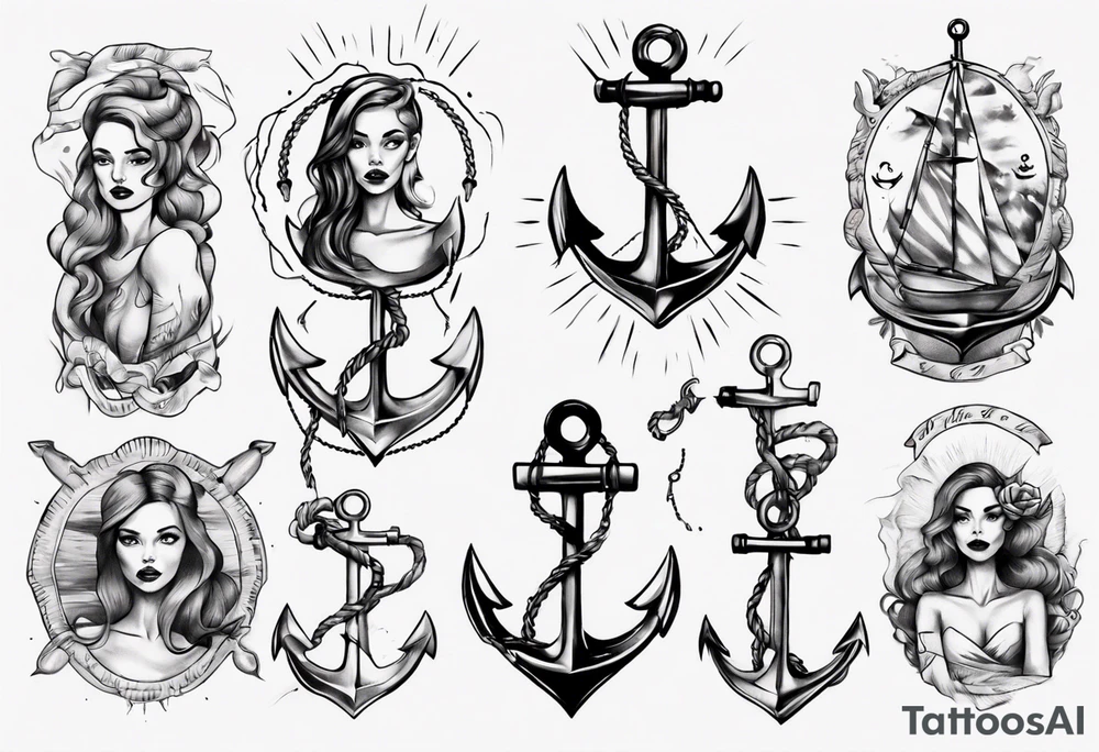 Woman holding onto an anchor tattoo idea