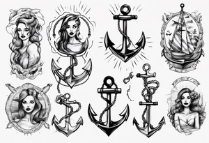 Woman holding onto an anchor tattoo idea