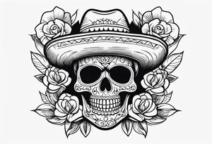 Mexican skull with smoke coming from the bottom tattoo idea