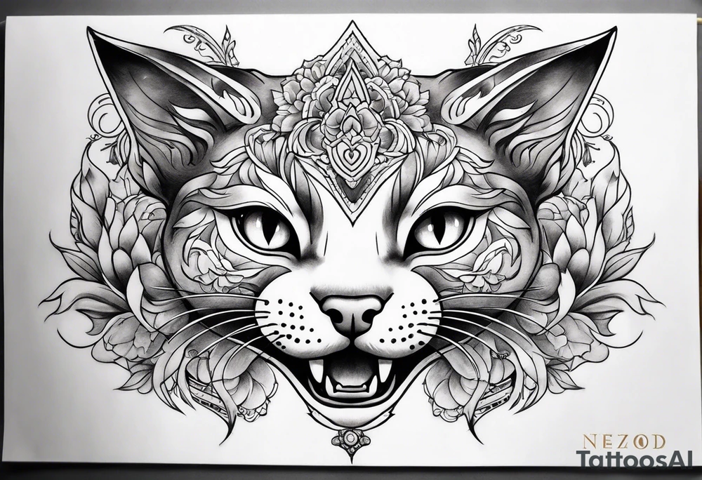 Busty Neko sternum tattoo designs tattoo idea