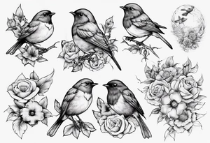 Nature Blooming, sleeve, robins tattoo idea