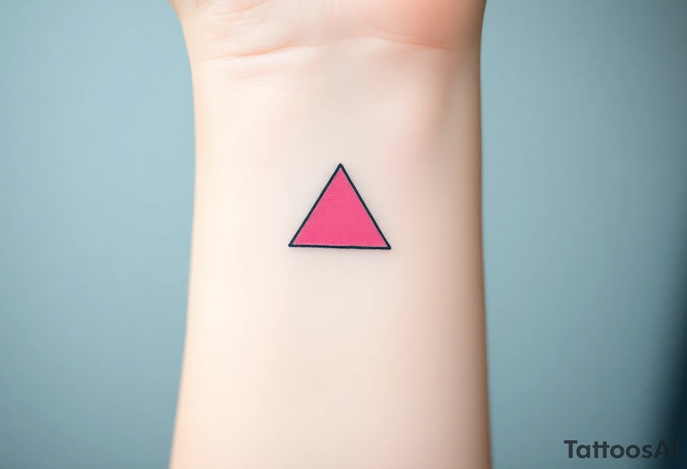 A pink triangle (upsidedown), with very small black lining and upside down. Just the colour pink. No shapes. Just the colour pink in a gradient filling the triangle tattoo idea