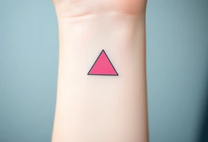 A pink triangle (upsidedown), with very small black lining and upside down. Just the colour pink. No shapes. Just the colour pink in a gradient filling the triangle tattoo idea