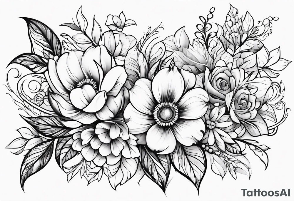 ornaments of flowers tattoo idea