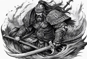 Warrior crawling from his grave tattoo idea
