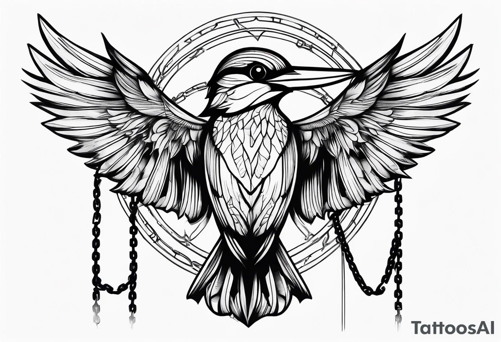 Kingfisher trapped in chains tattoo idea