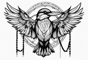 Kingfisher trapped in chains tattoo idea