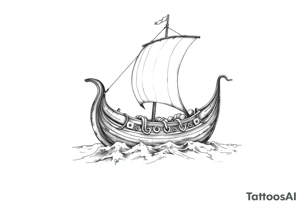 viking-ship on sea tattoo idea