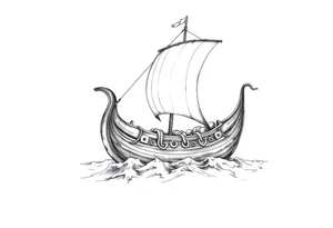 viking-ship on sea tattoo idea