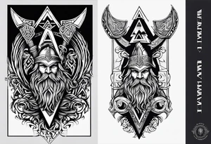 Valhalla sword shield axe Valknut  tribal tattoo idea