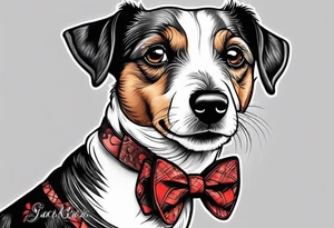 Jack Russel dog with a bow tie tattoo idea