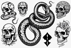 snake with skull tattoo idea