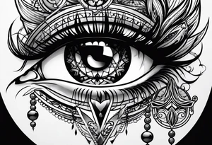 goth themed eye tattoo idea