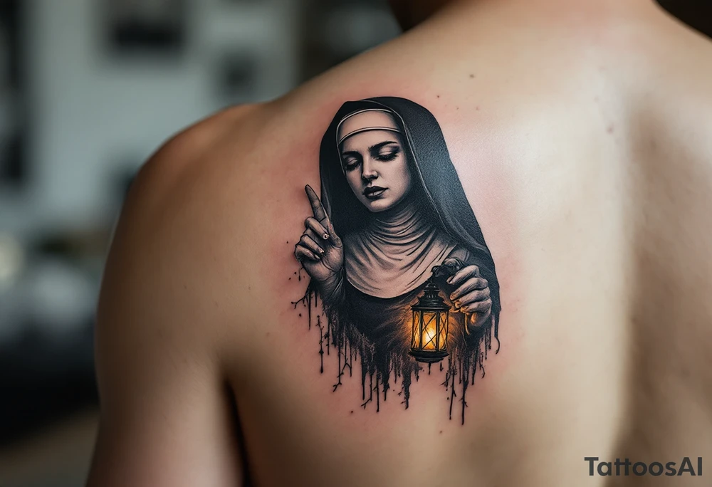 nun with lantern tattoo idea