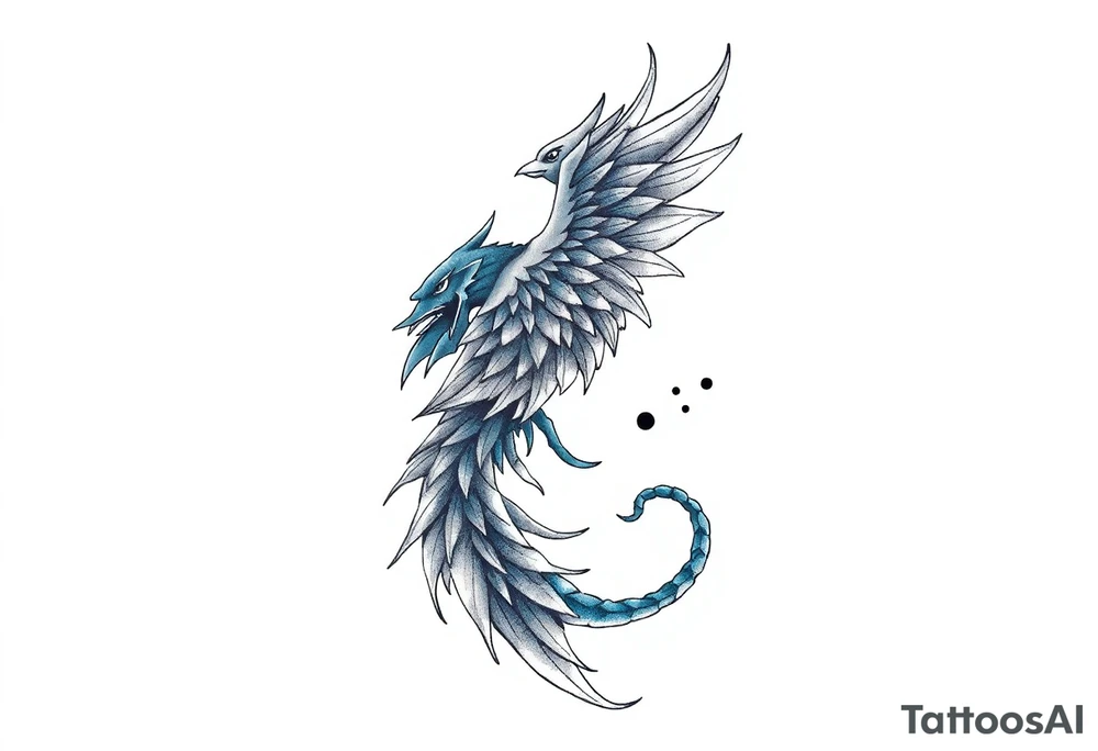 Blue Phoenix and dragon tattoo idea