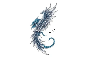 Blue Phoenix and dragon tattoo idea
