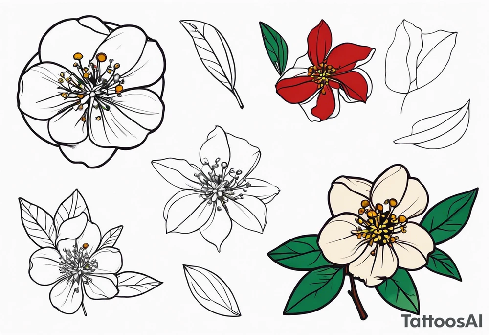 Hawthorn flower with Saturn tattoo idea