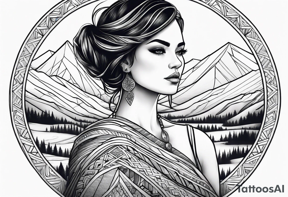 A valley with a woman tattoo idea