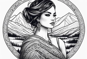 A valley with a woman tattoo idea