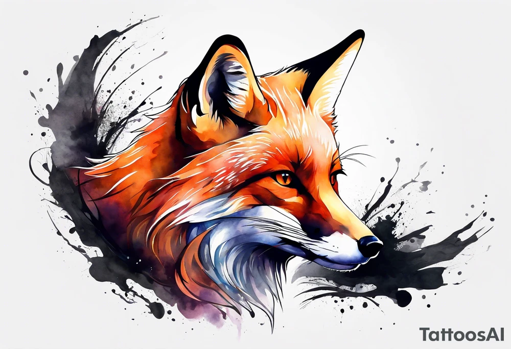 Watercolor fox tattoo idea