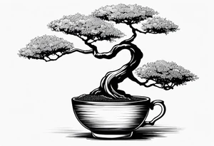 bonsai tree in teacup tattoo idea