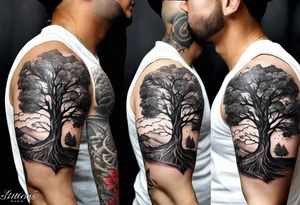 Tattoo on the arm with a large family tree tattoo idea