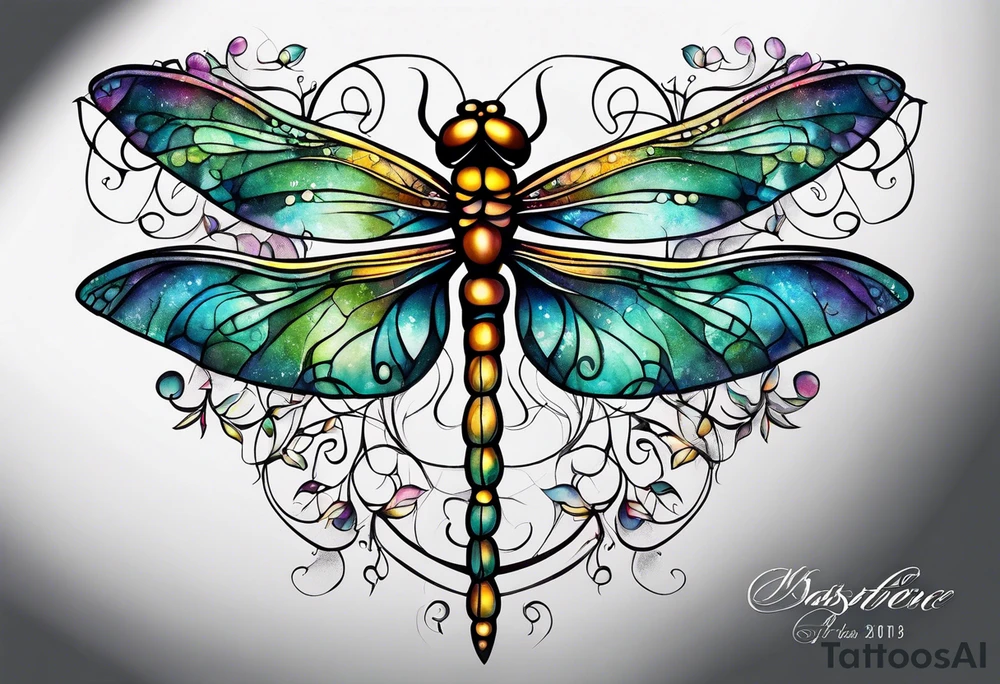 dragonfly vine tattoo idea