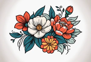 American traditional flowers tattoo idea