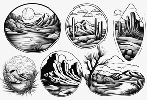 Desert river landscape tattoo idea