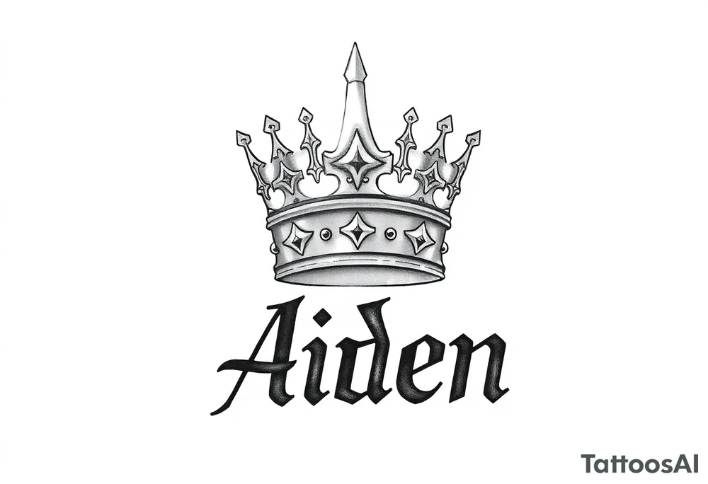 Kings crown above the name Aiden tattoo idea